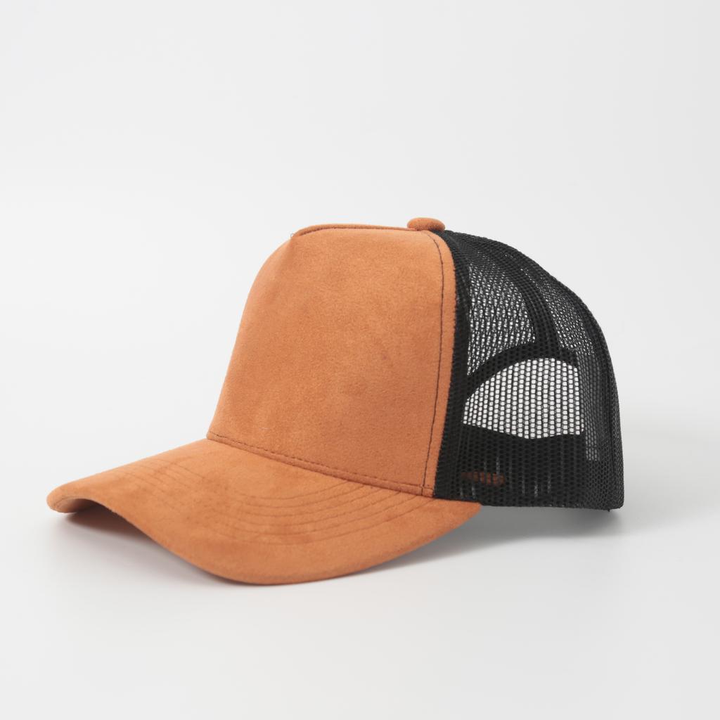 Casquette de baseball à cinq panneaux personnalisée en cuir, daim et mesh, couleurs assorties printemps-été, pour conducteur, respirante, style Trucker pour hommes