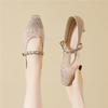 Casual style explosion one-word buckle versatile single shoes women's new fashionable sexy breathable middle heel comfortable mother shoes