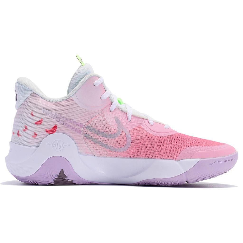 Nike KD Trey 5 IX Cushioning Slip Resistant Abrasion Resistant Mid top Vintage Basketball Shoes Unisex White Pink DJ6922-100(Team242-)