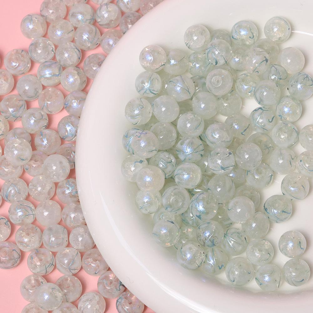 Yori 40pcs 10mm Imitation Crack Glass Beads Round Loose Spacer Beads for Jewelry Making DIY Bracelets Phone Chain Accessories