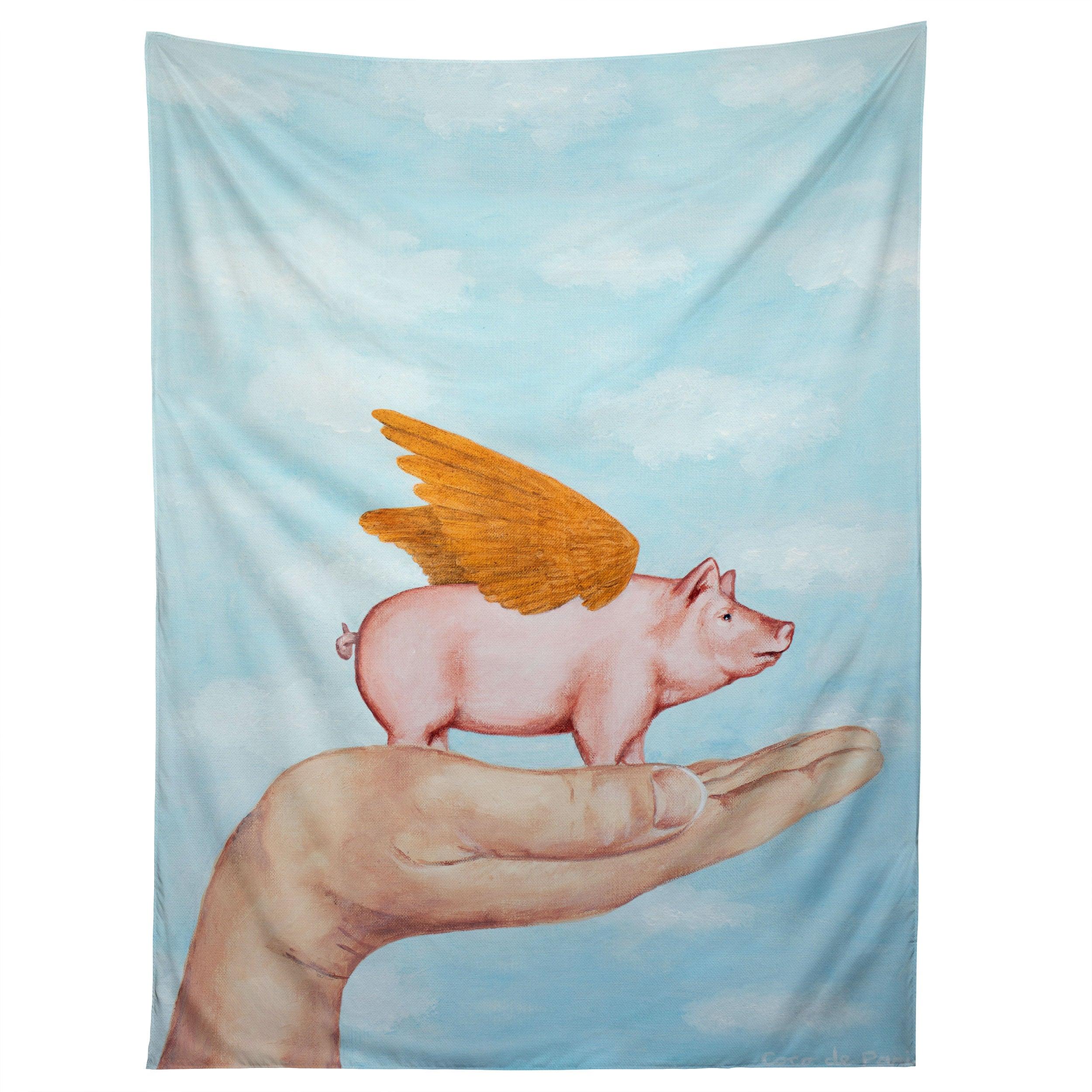 PIG WITH GOLDEN WINGS tapestry 75x100