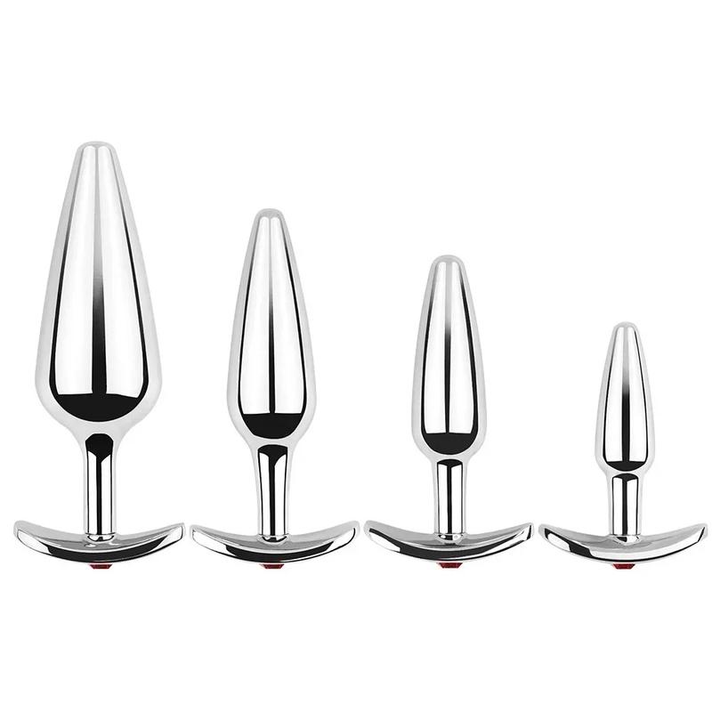 Rose Gold Rainbow Metal Anal Beads Butt Plug Set Colorful Crystal Mini Small Medium Large Anal Plug Jewelry Sex Toy Insert