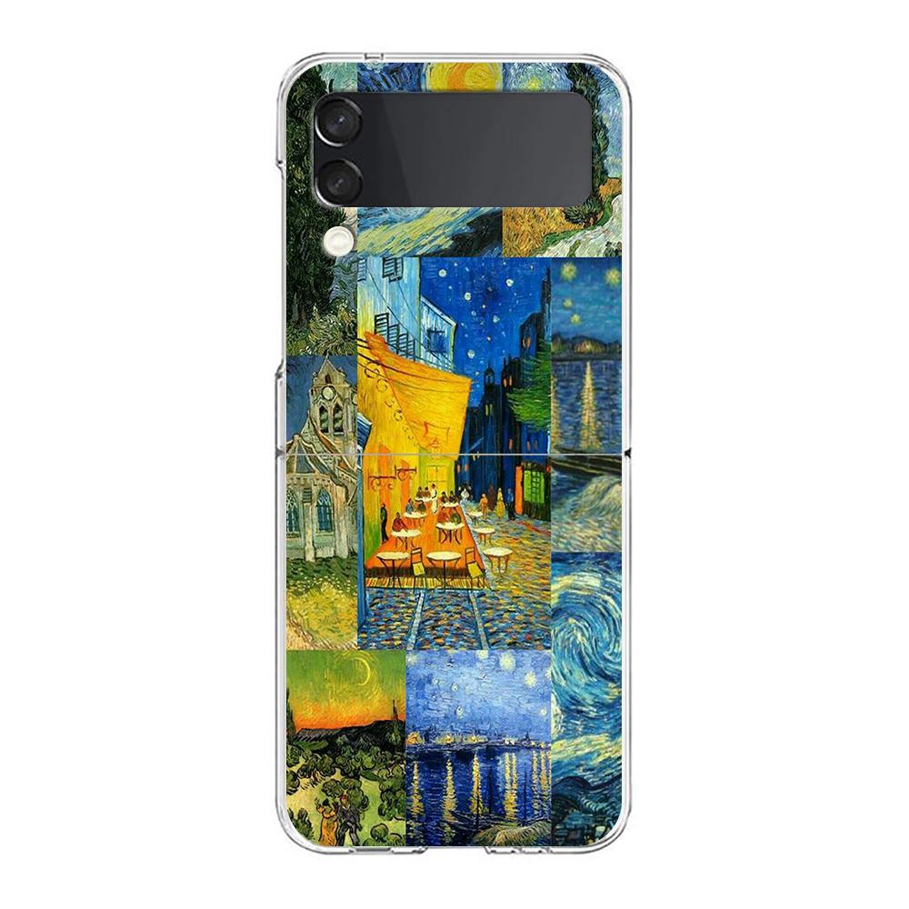 

Van Gogh Series Hard PC Phone Case For Samsung Galaxy Z Flip 4 5 6 Black Cover For Galaxy Z Flip 3 Foldable Shockproof Case Capa Z Flip 4