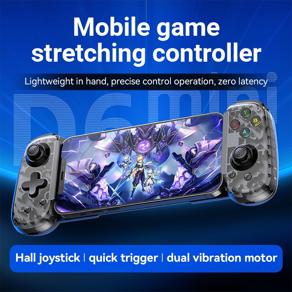 Telescopic game controller, compatible with iOS, Android, and PC devices, BT5.3 and USB-C