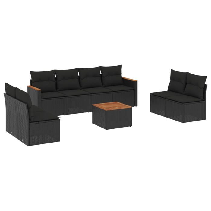VidaXL Garden Lounge Set with Cushions 9 Pcs, Patio Sofas, Patio Furniture Set, Outdoor Furniture, Black 3225894