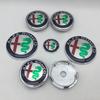 For Alfa Romeo Ri1Hub Caps 7pcs ForAlfa Romeo Car Emblem Wheel Cover Caps Front Hood Badge Rear Trunk Steering Sticker Styling 2x74mm 4x60mm Cap 1