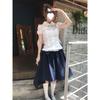 Midsummer Story Floral Doll Collar Two-Piece Set: Age-Reducing Short-Sleeved Shirt & Bowknot Skirt