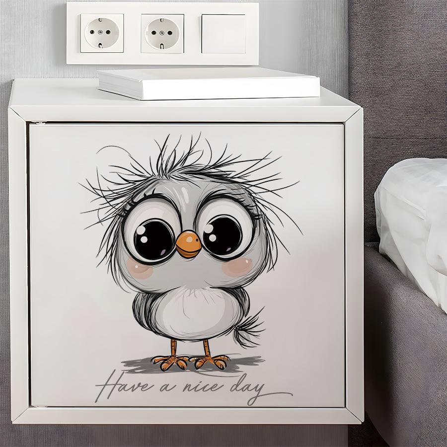 Süße Cartoon Motivationsvogel Wandaufkleber, Selbstklebende Dekoration für Wohnzimmer Schlafzimmer Nachttisch Schrank Dekoration