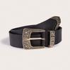 Bohemian Retro Womens Wide Leather Belt With Round Metal Closure For Festival Artwear And