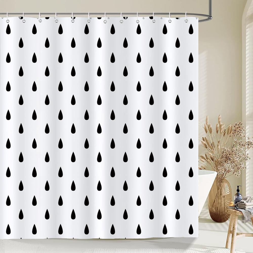 Black And White Modern Simple Shower Curtain Home Bathroom Decoration Printing Polyester Fabric Bath Curtains With Hooks