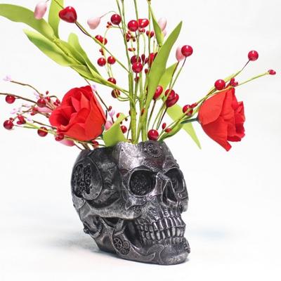 Vaso da Fiori Teschio Resina Dipinta a Mano Vaso Gotico Decorativo Vaso da Fiori Ciotola per Caramelle per Decorazione Casa Ufficio Halloween