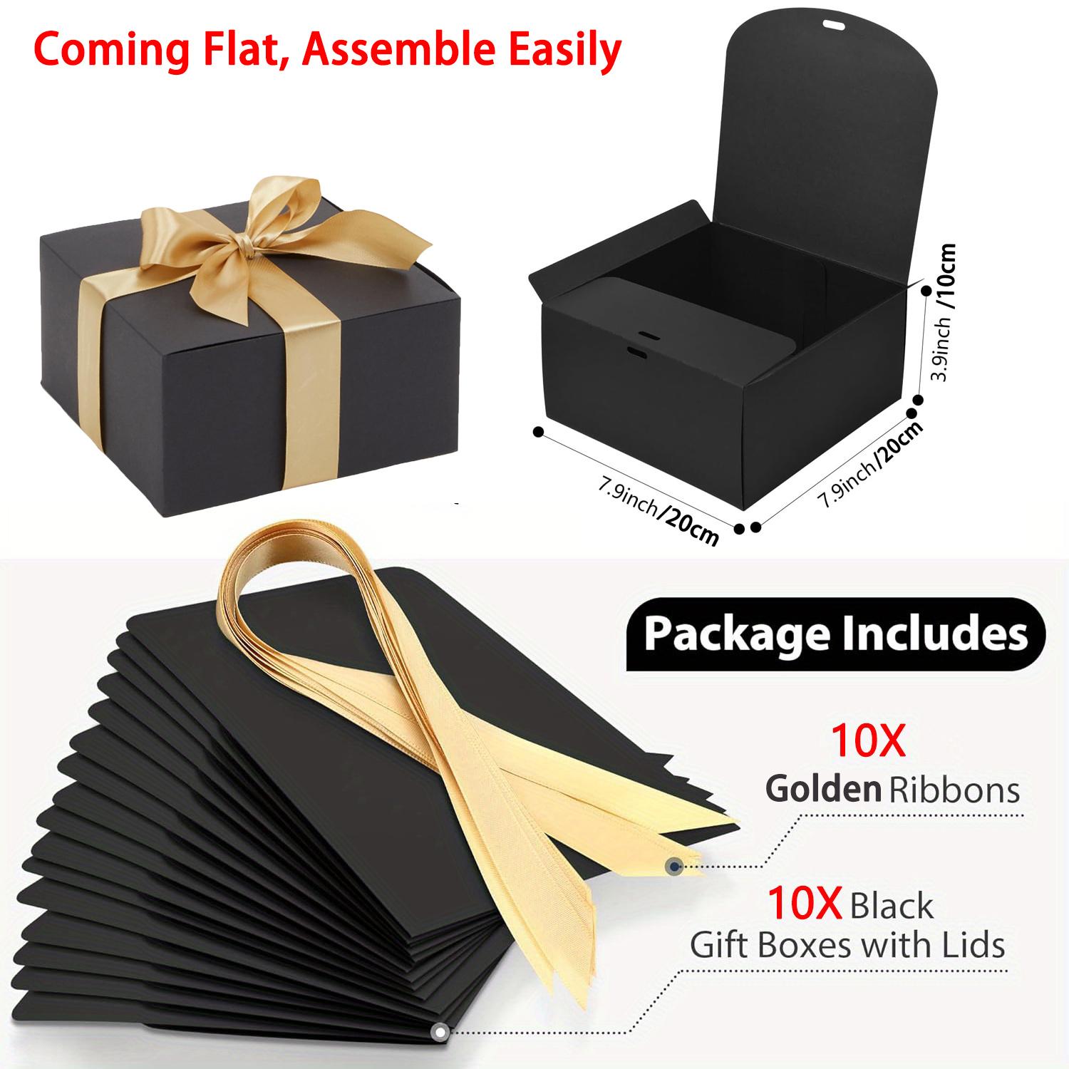 

10 шт. Подарочные коробки для подарков, Черные большие подарочные коробки с крышкой, Рождественские коробки для подарков, Свадебная коробка для подарков подружкам невесты Pack of 10 чёрный