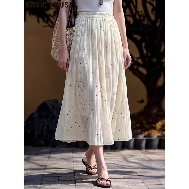 Basic House Women s Polka Dot Pleated Skirt M