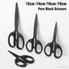12cm 14cm 16cm 19cm Pure Black Stainless Steel Scissors DIY Paper Craft Art Cutting Tool Office School Stationery Cutter Shears