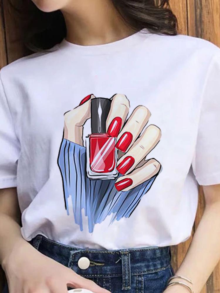 Women Fashion 2022 Cartoon Shirt Print Summer T-Shirts Female Sexy T-Shirt Aesthetic Clothes Summer Tops Trend Graphic T Top