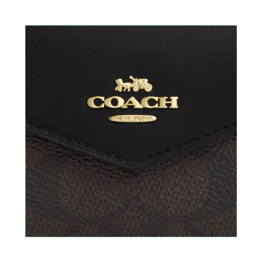 Coach Flap Card Case 10 Classic Horse And Carriage Logo Coated Canvas Wallet Card Holder Women Wallet Black CZ272-IMXAQ