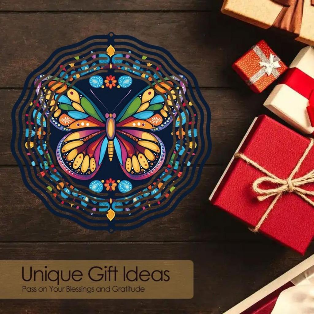 Metal Wind Spinner Vibrant Multi Color Butterfly Design Rotating Garden Ornament for Outdoor Yard Patio Decor Bird Deterrent Wind Chime