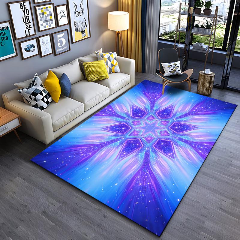 Colorful Starburst Pattern Area Rug, Purple and Blue Galaxy Design Suitable for Use As an Anti-slip for Living Room Bedroom Sofas