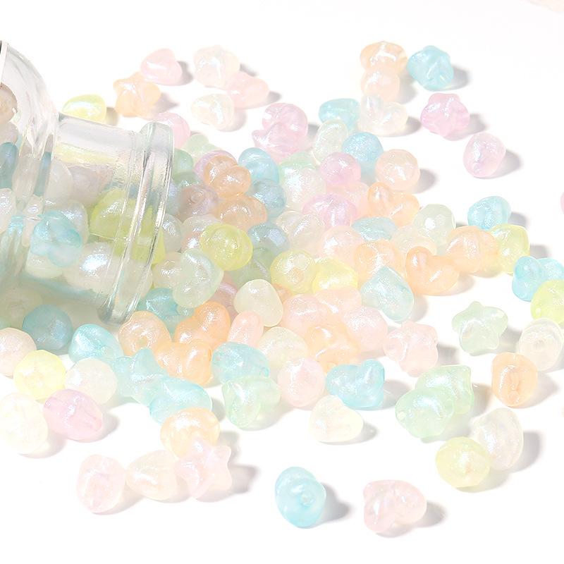 Acrylic Translucent Candy Color Heart & Star Beads, 100 Pieces/Pack, DIY Bracelets Small Pendants.