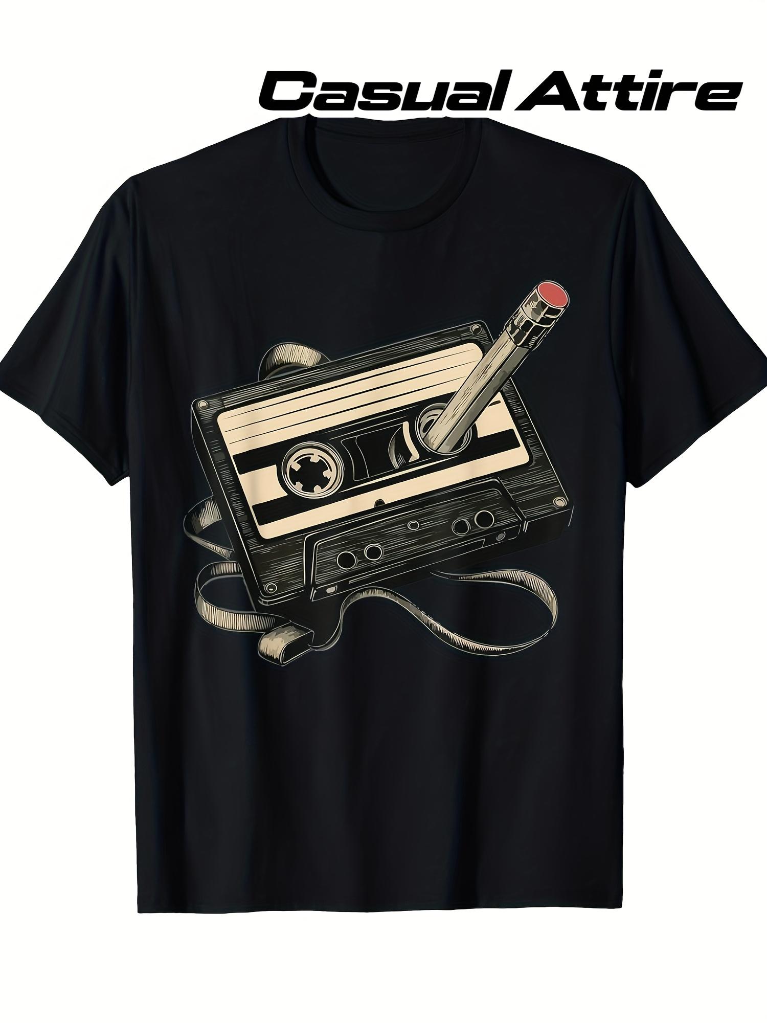 Men s T-Shirt Y2K Vintage Cassette Tape and Loose Fit 2XL