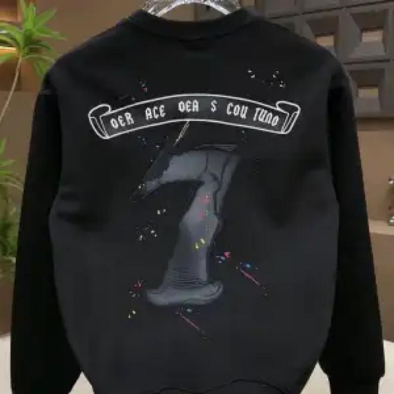 

Autumn Winter Products for Men s Versatile Korean Version of Comfortable and Skin-friendly Round Neck Printed Digital Pullover S чёрный