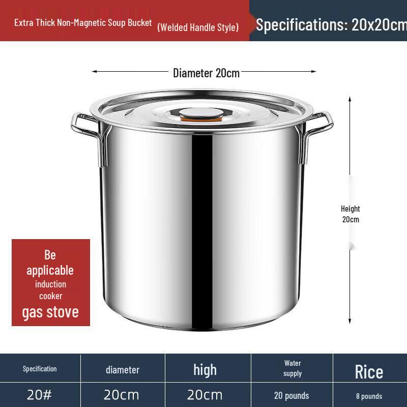 304 Stainless Steel Induction Stock Pot with Bar Handle