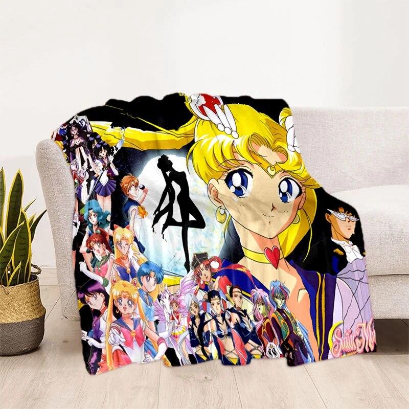 Deka s potiskem Sailor Moon Pretty Soldier Ultra lehká měkká plyšová deka z flanelu na rozkládací pohovku Pohovka Kancelářské dárky
