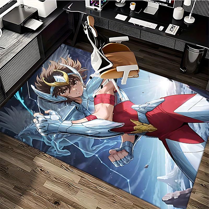 1pc Saint Seiya Athena Chair Mat - Anime Cartoon Design Office Desk Pad, Non-Slip Rug for Home Decor, Suitable for All Seasons.T004