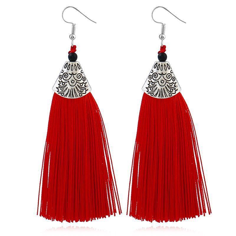 LOVBEAFAS Ethnic Fringe Tassel Long Earring Beads Statement Brinco Dangle Drop Earrings For Women Fashion Jewelry Bijoux Femme