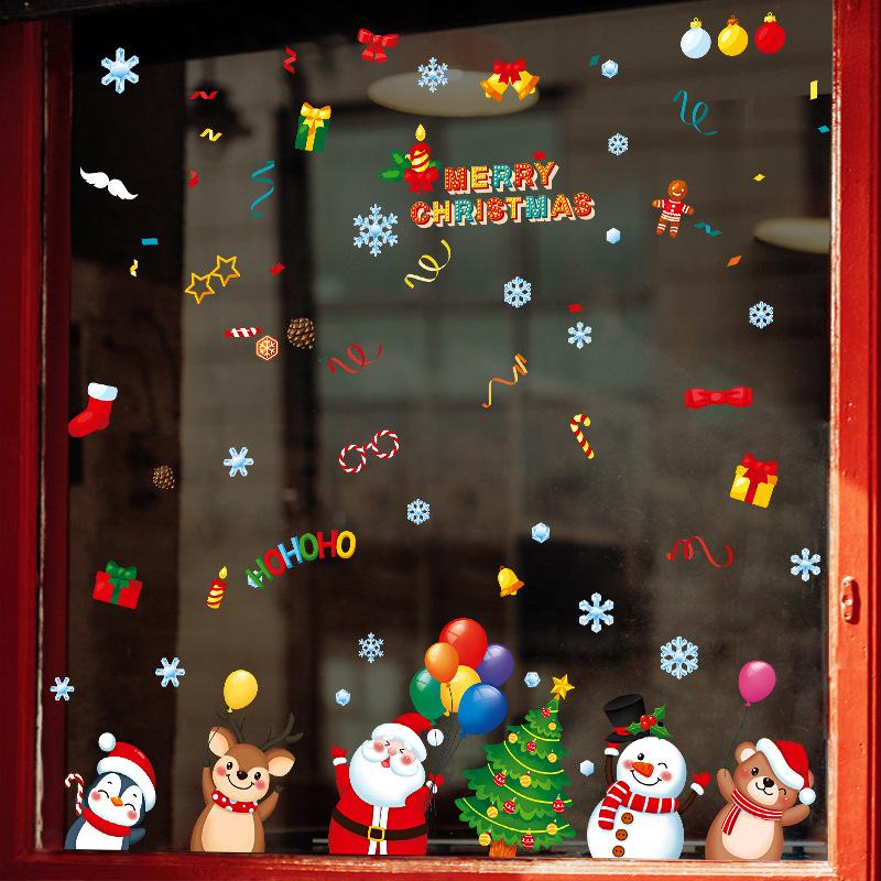 Christmas Glass Door Stickers, Static Cling Stickers for Store Windows, Santa Claus Stickers