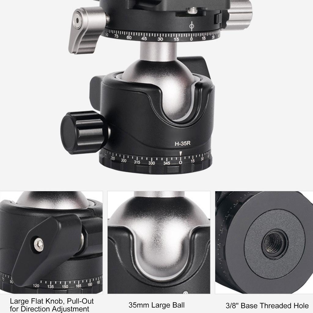 Low Profile Camera Tripod Ball Head 35mm Panorama Ball Head with 1 4 Quick Release Plate for Tripod Monopod