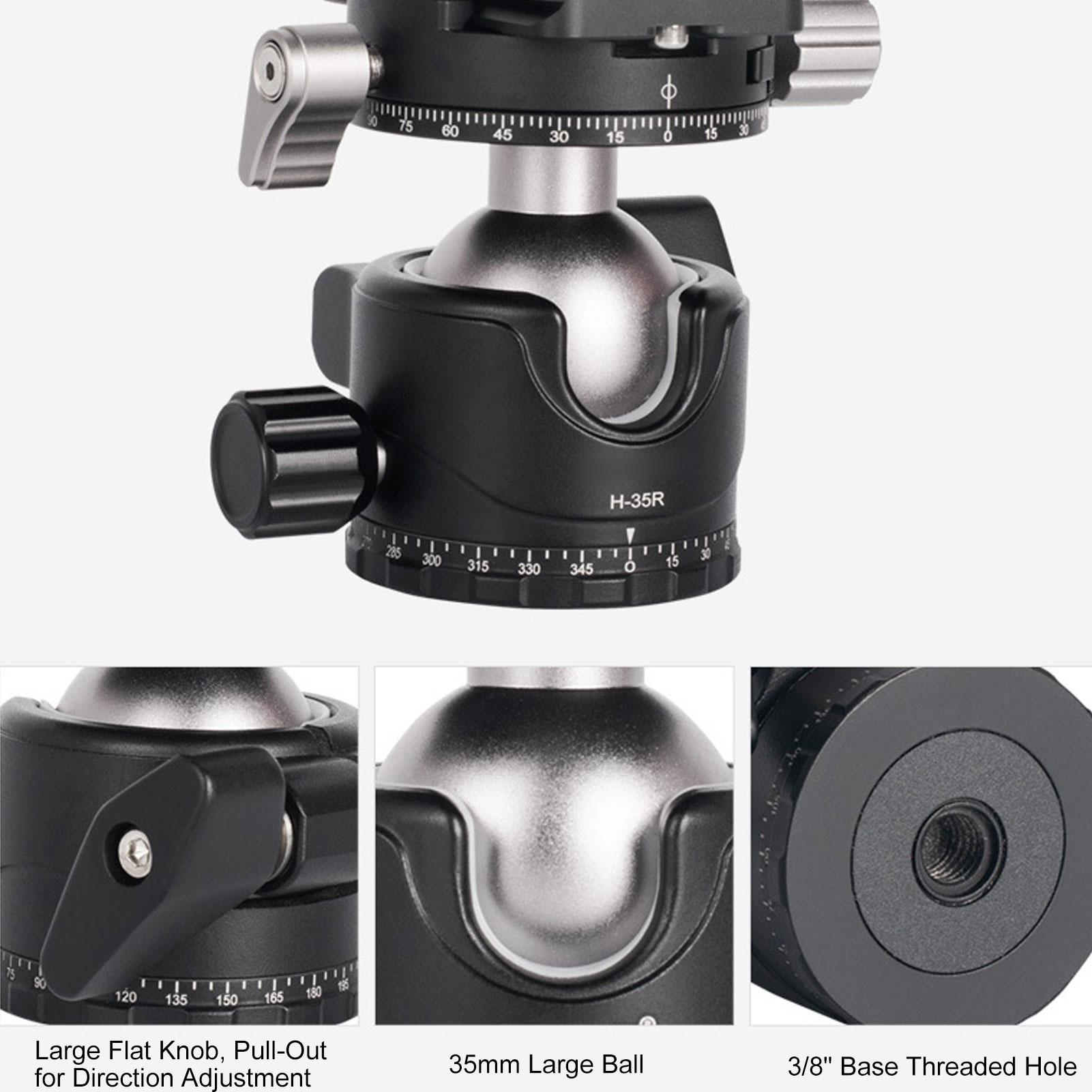 Low Profile Camera Tripod Ball Head 35mm Panorama Ball Head with 1 4 Quick Release Plate for Tripod Monopod