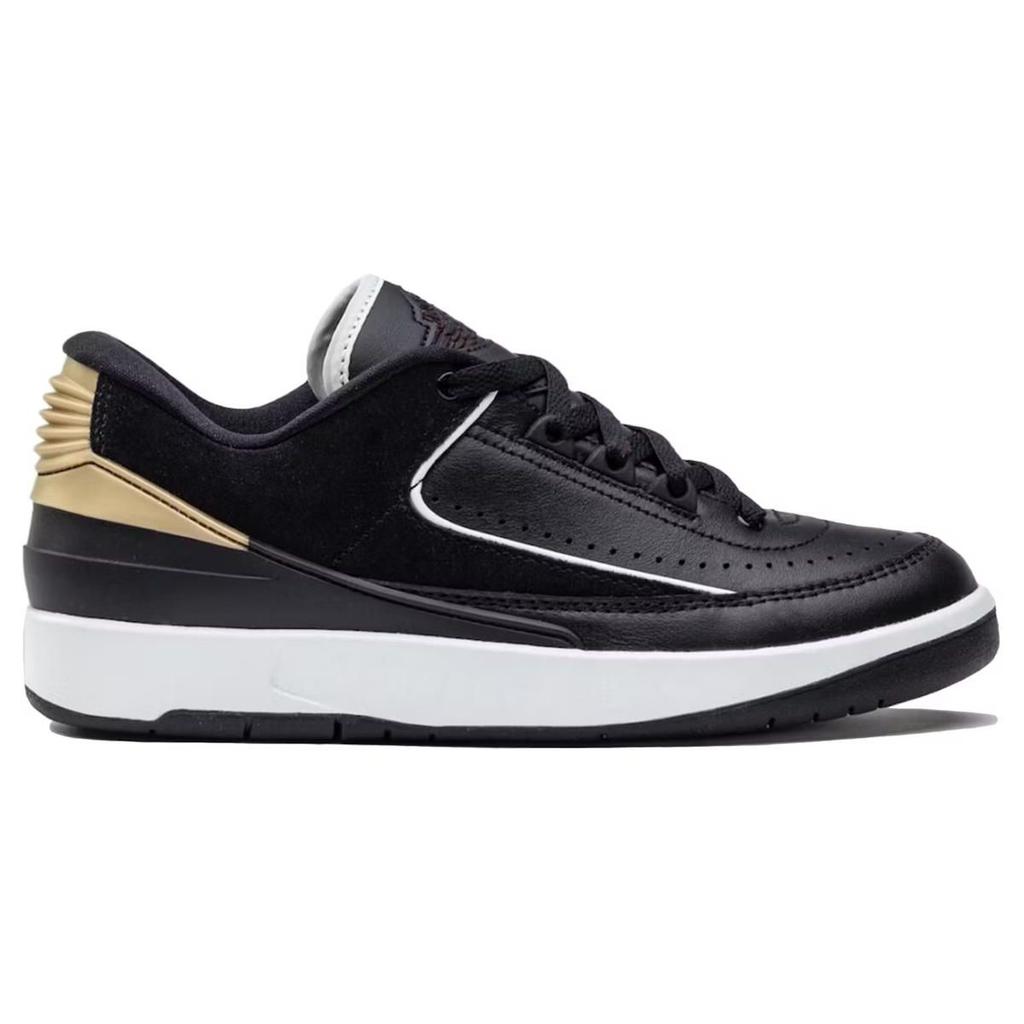 Air Jordan 2 Retro Low Black Metallic Gold Women Sneakers Varsity-Red Off-White DX4401-001