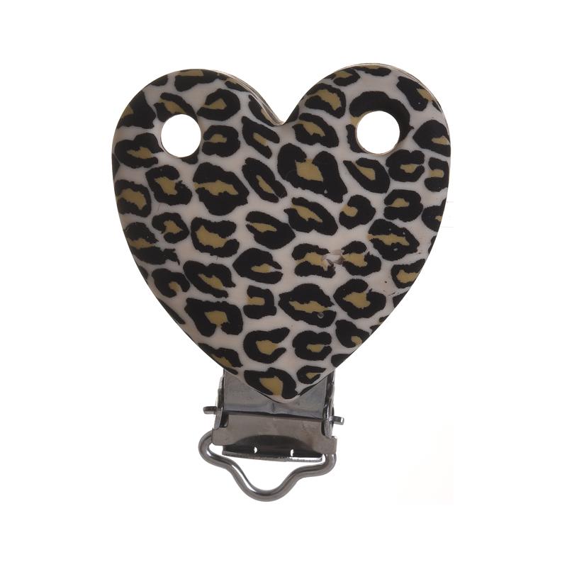 3 Stück 38x50mm Leopard Herzform Silikon Schnullerclip DIY Baby Zahnen Beißring Halskette Perlenwerkzeug Pflege Geschenk Zubehör