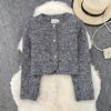 Autumn Winter Women Elegant Little Fragrant Wind Full Sleeve Single Breasted Tweed Short Jacket Coat With Pocket