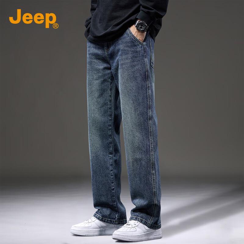 Jeep Men's Casual Retro Straight-Leg Jeans