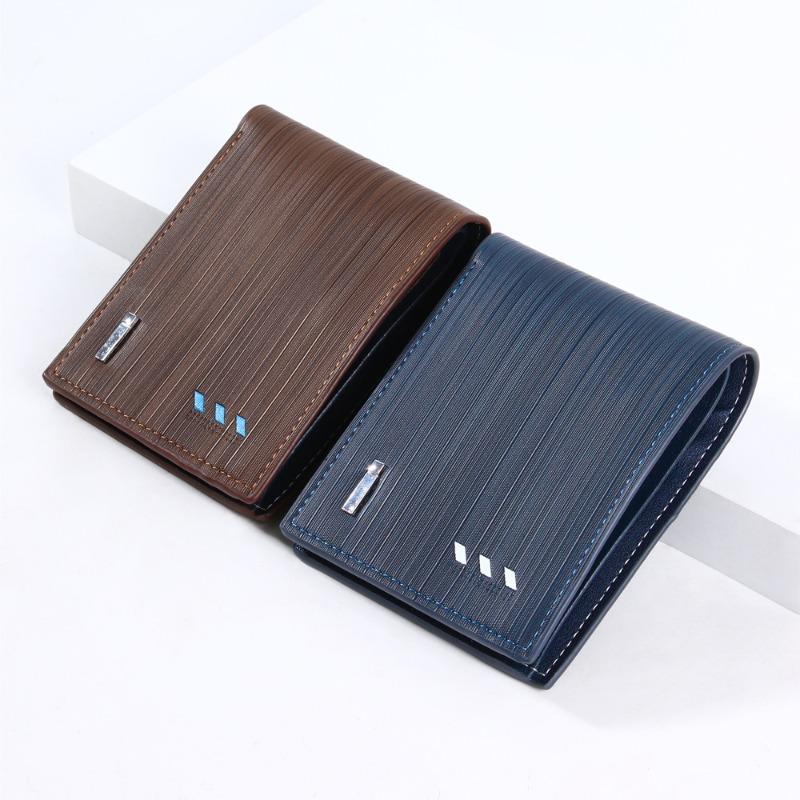 Men’s Slim Bifold Wallet Leather Short Wallet Vintage Business Card Holder Cash Pocket Compact Purse