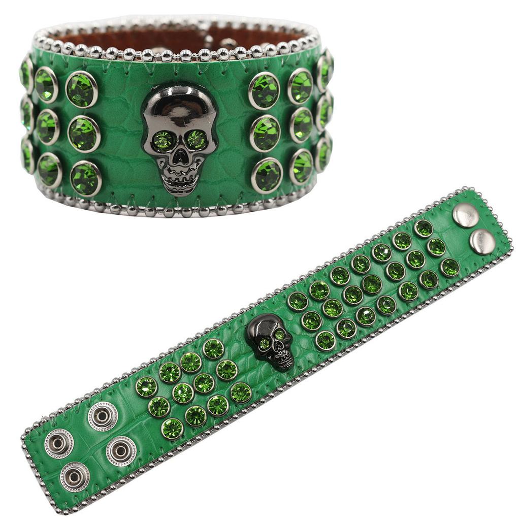 Gothisches Totenkopfnieten-Strassarmband Schmuckdesign PU-Leder Handschmuck