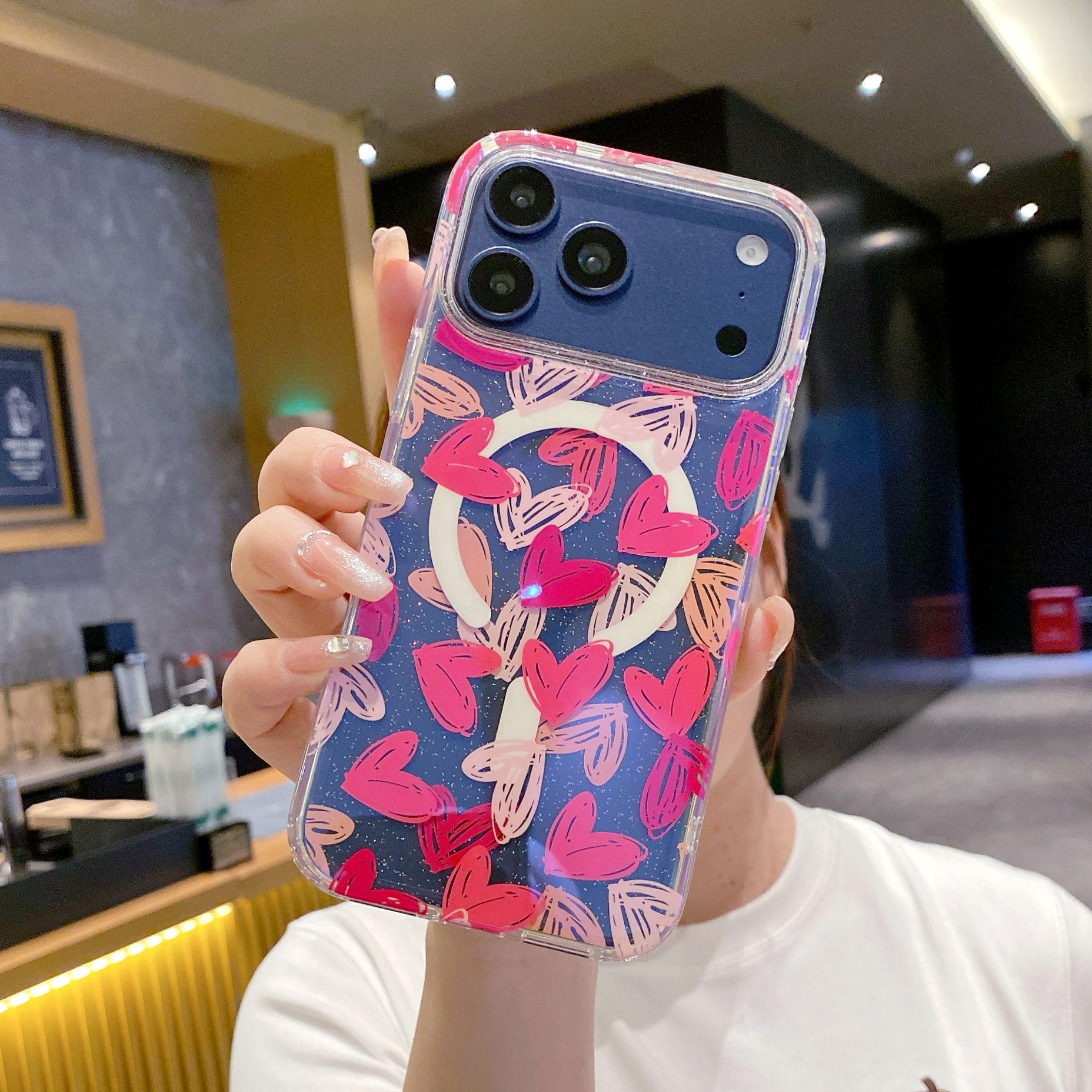 

Blue Light Jungle Series iPhone 17 Case for Apple 16 Pro Max, Glitter Design with Strong Magnetic Suction. iPhone 14 Pro Max