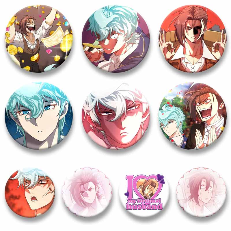 Korean BL Manhwa The Greatest Estate Designer Badges Cartoon Figure Button Brooch Round Lapel Pins Bag Hat Decor Friends Gifts