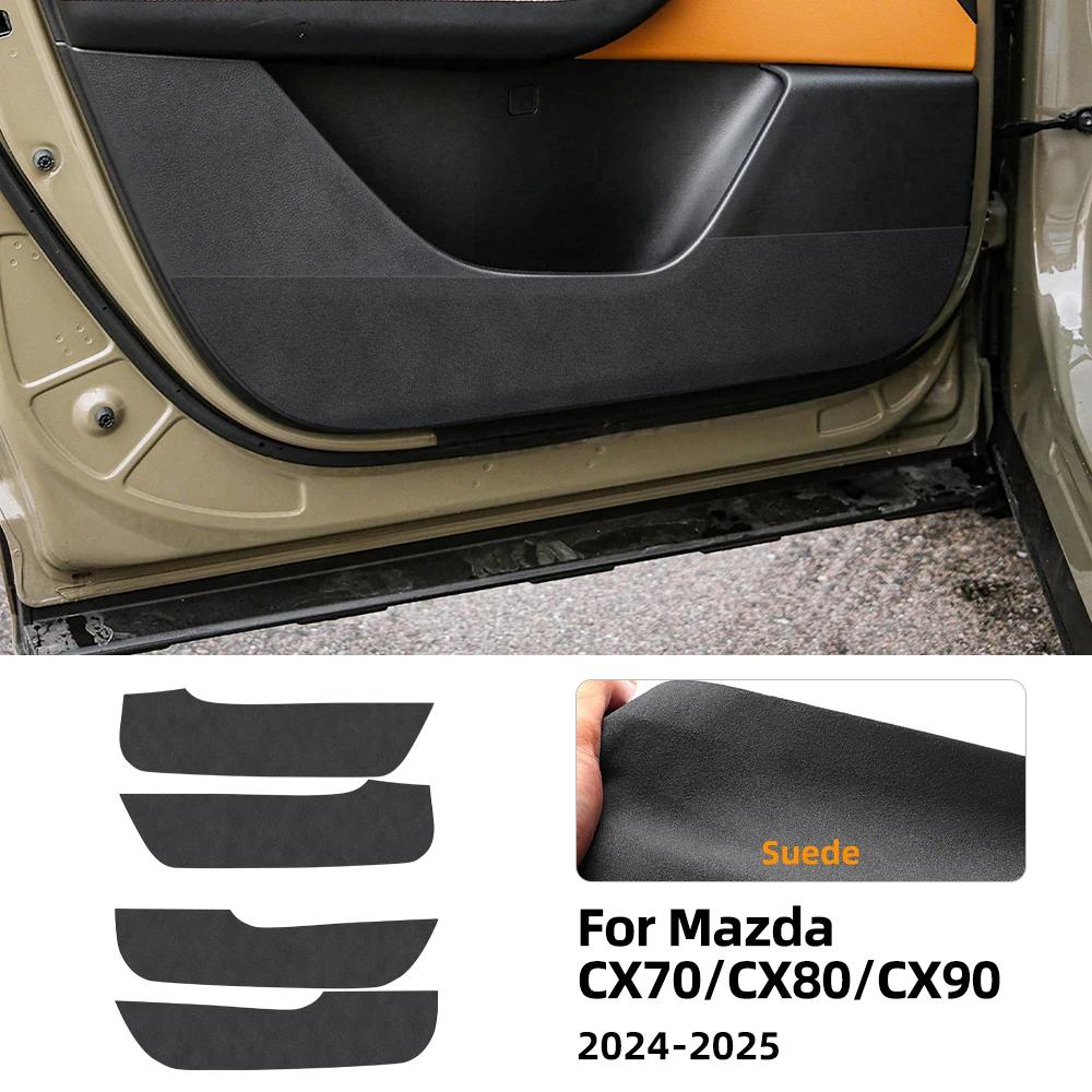 Suede Interior Door Anti-Kick Pad for Mazda CX-70 CX-80 CX-90 2024 2025 LHD RHD