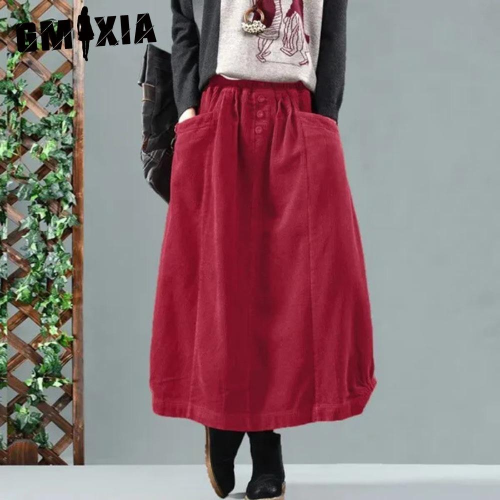 

GMXIA Женская Модная Повседневная Однотонная Юбка с Принтом на Лето Весну XXXL красный