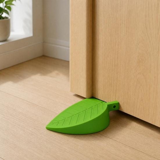 Door Seam Stopper, Leaf Shape Anti-Pinch Doorstop, Protective Door Wedge for Children, Strong Anti-Slip Grip Child Safety Doorstop