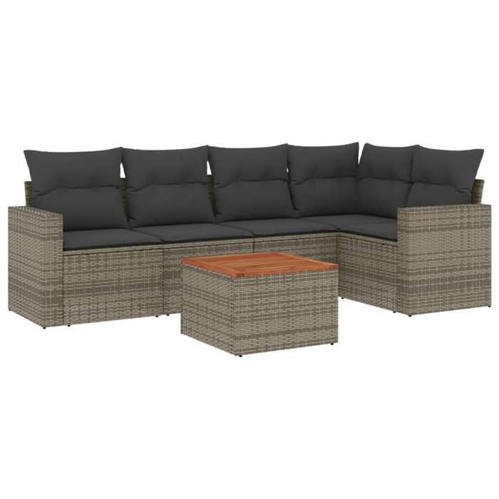 VidaXL Garden Lounge Set with Cushions 6 Pcs, Patio Sofas, Patio Furniture Set, Outdoor Furniture, Grey 3256445
