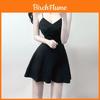 Knit Fabric Summer Slip Dress With Sleeveless Ties For Casual Night Out