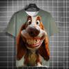 New Fashion Men's Casual T-shirt 3D Printing Fun Animal Print Short Sleeve Street Fashion Wolf Fox Print Round Neck Top