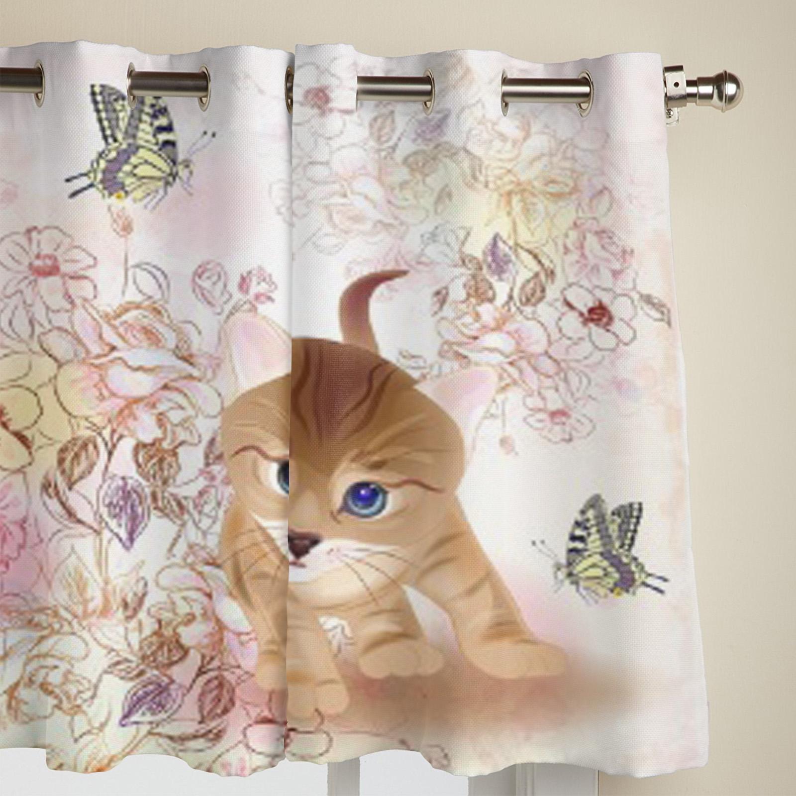 Роскошные оконные занавески с котенком — фото 4