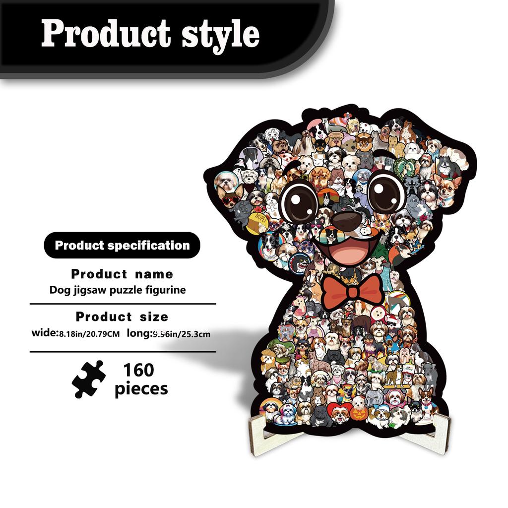 Fun Dog Set Wooden Puzzle Ornament Puzzle Game Toy Low Edition 160Pcs Puzzle
