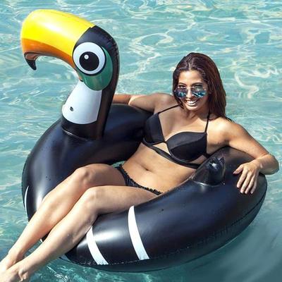 Giant Inflatable Buoy Toucan Shape 128 Cm Multicolored with Handles for Children and Adults Pool or Beach