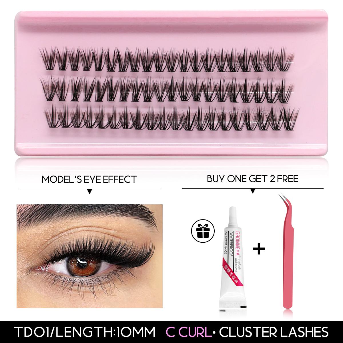 

GROINNEYA DIY Eyelash Extension Kit Individual Lashes Cluster Mix Lash Clusters with Lash Bond and Seal and Lash Accessories